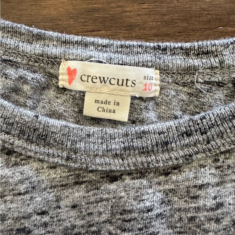 Girls J Crew Crewcuts Gray Rhinestone 3/4 Length Sleeve Top 10 - Picture 3 of 5